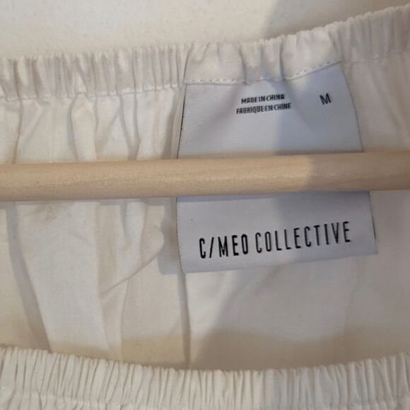 C/MEO pearl white romper shorts with bell ruffle sleeves M - Picture 5 of 9